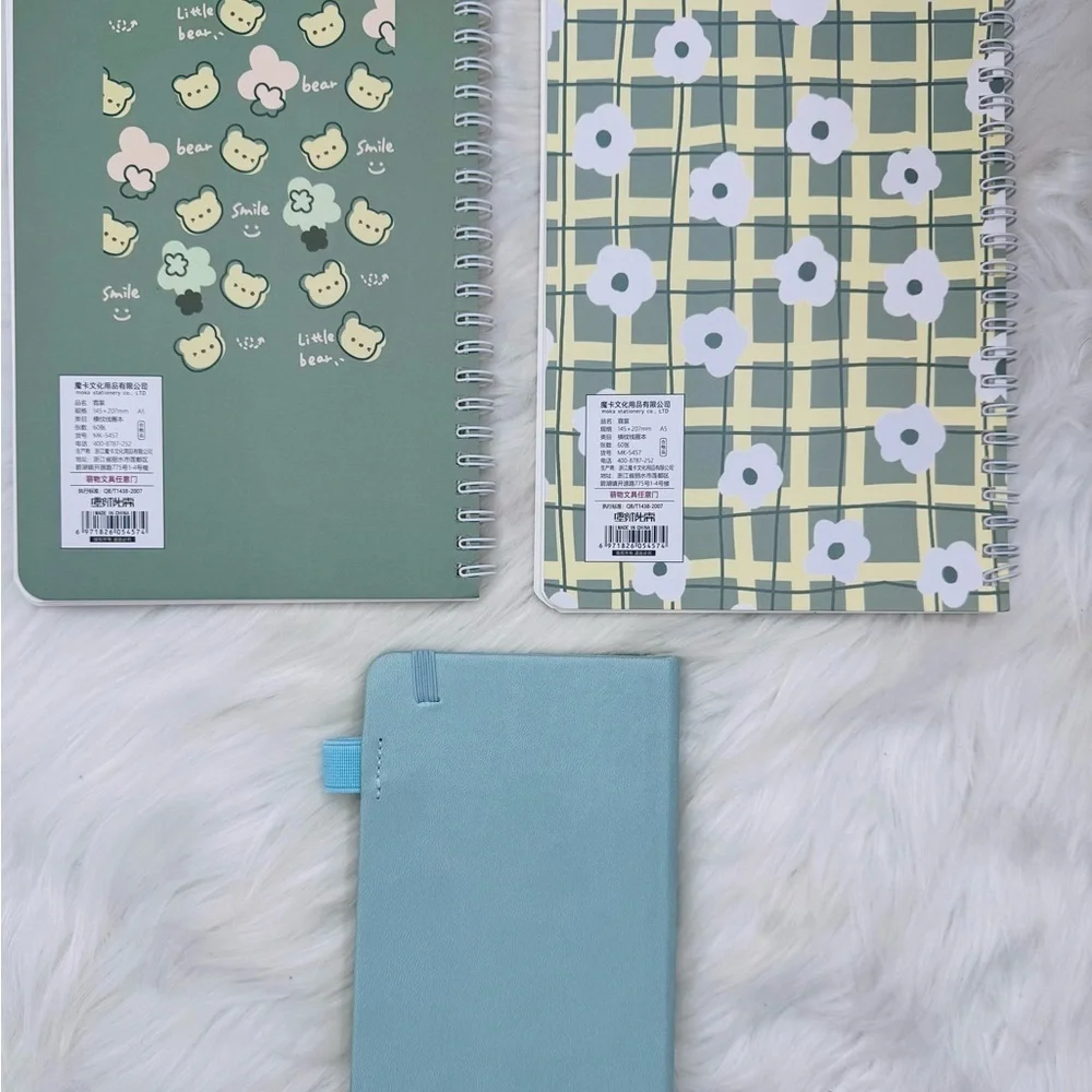 Cute Bear and Floral Notebook Trio